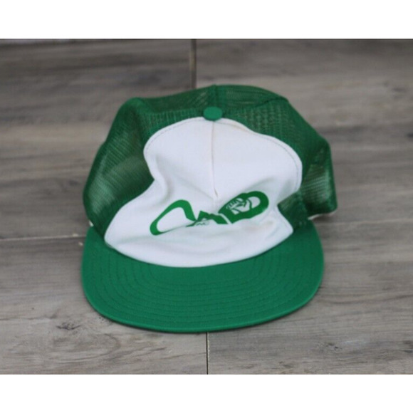 VINTAGE AJD Double Knit Snapback Trucker Hat Cap Green White - Picture 1 of 10
